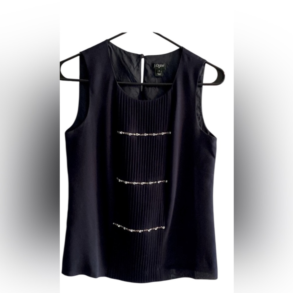 JCrew suit blouse with beaded and pleated trim